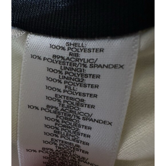 Calvin Klein Puffer Vest Ivory Zip Up Womens M Black Collar - Picture 11 of 12